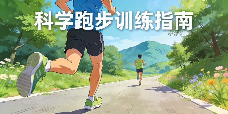 科学跑步训练指南 - 跑者在风景优美的户外道路上跑步